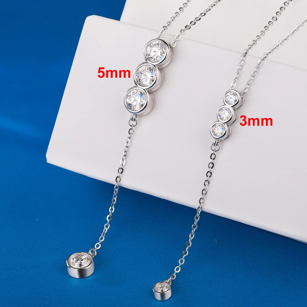 Women's 925 Silver Full Moissanite Bubble Clavicle Necklace