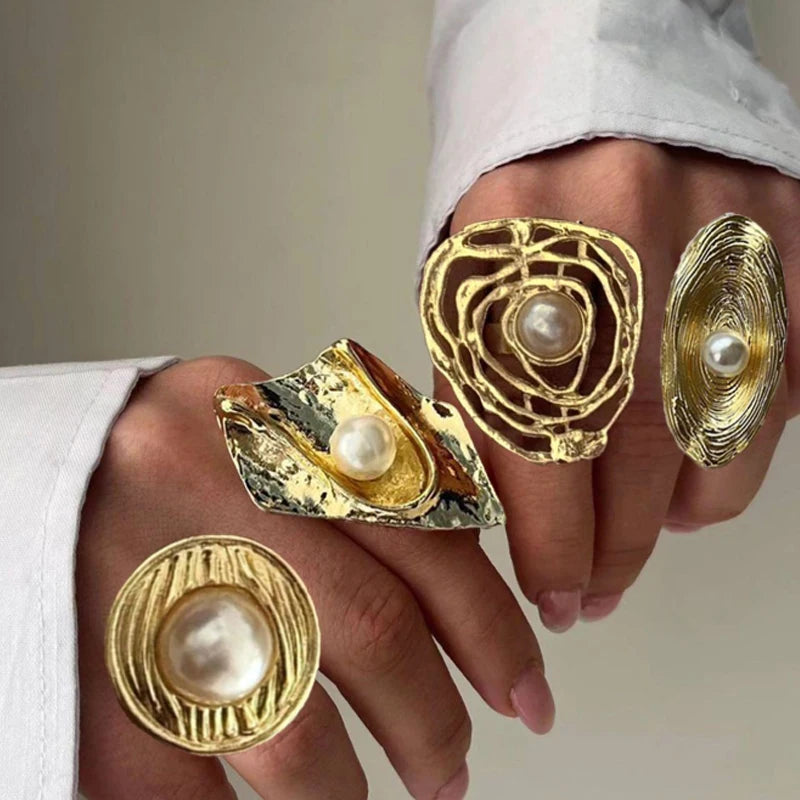 Gold Flower Ring Set (4pcs)