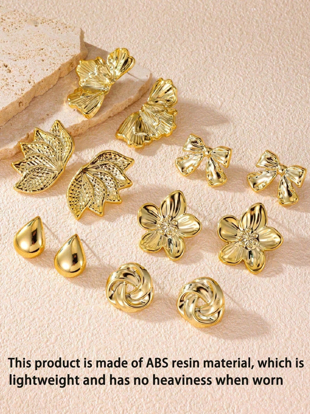 Women's Flower Bow Heart CCB Lightweight Earring Set 12pcs