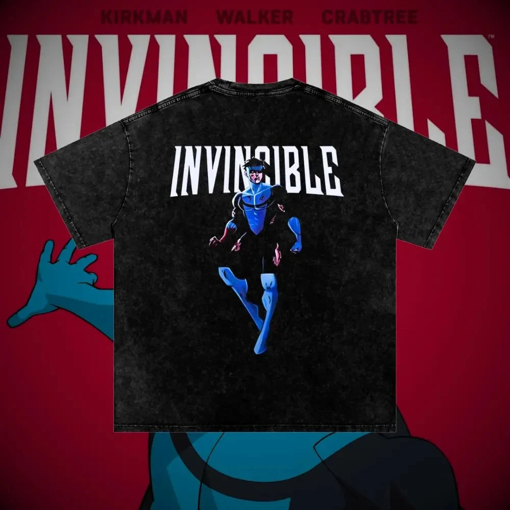 Unisex Superhero Graphic Vintage Washed Tee