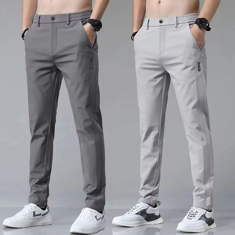 Men's Ice Silk Elastic Waist Smooth Trousers