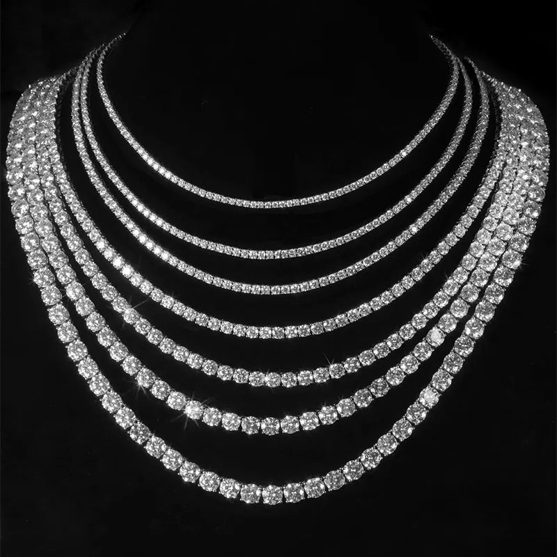 Women's 925 Silver Moissanite Tennis Pendant Necklace