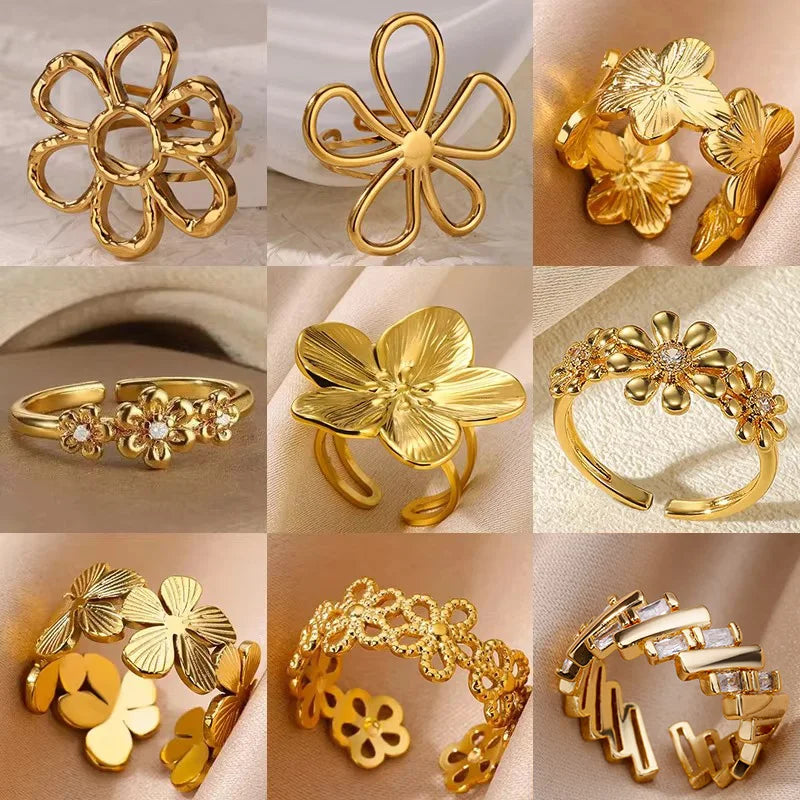 Women's Gold Sunflower Statement Ring