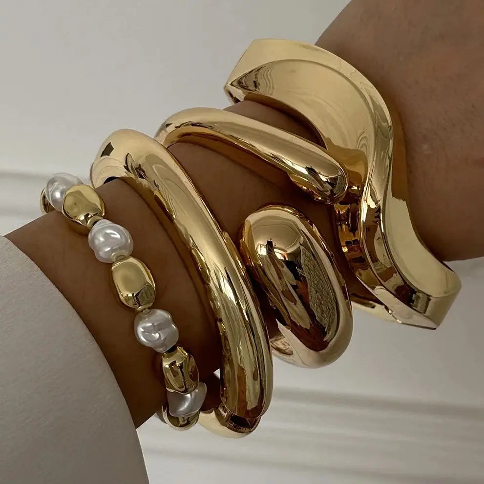 Wave Twist Chunky Cuff Bangle