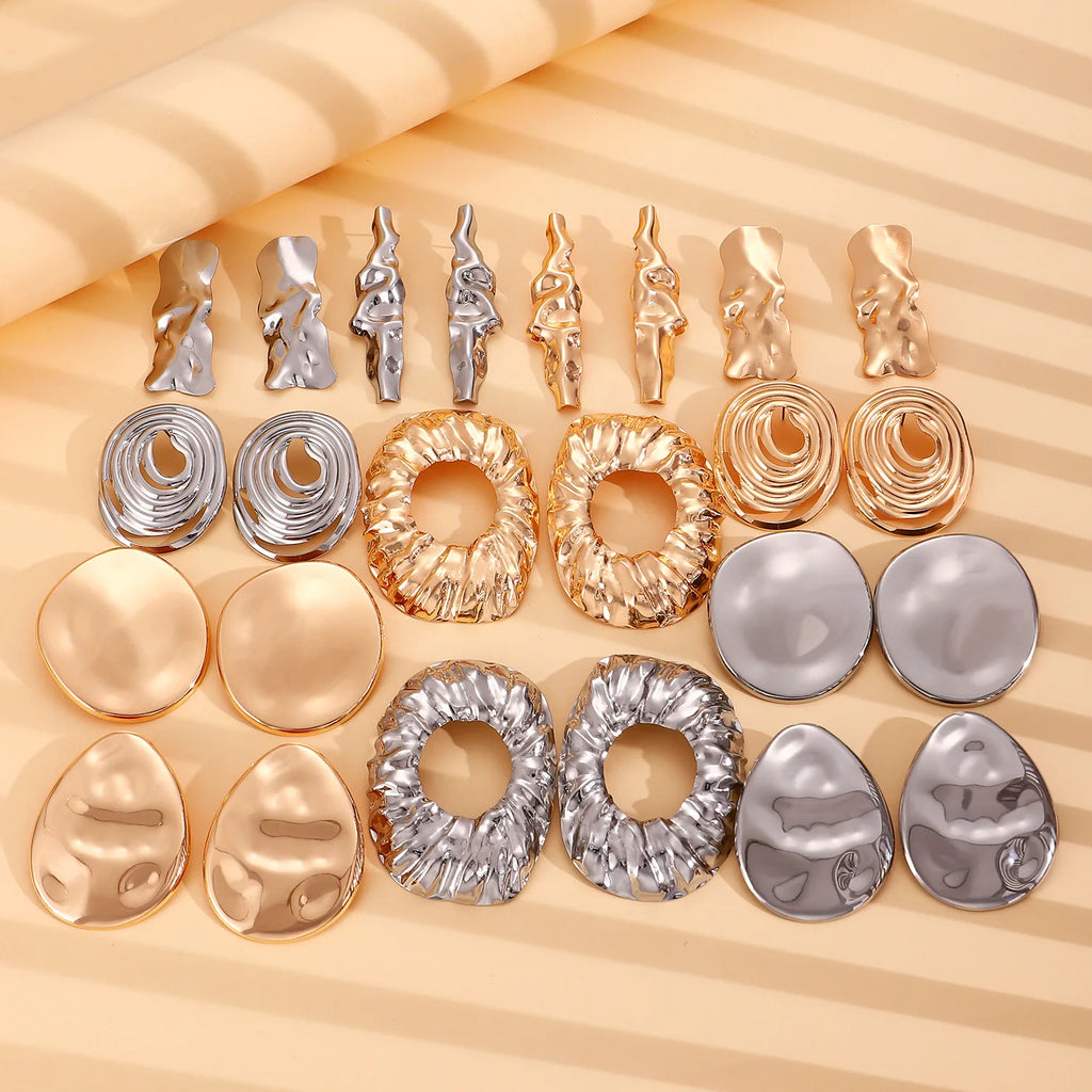 Gold Heart Oval Earrings