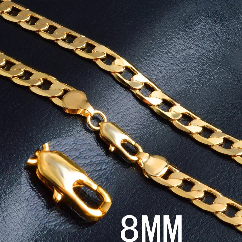 Unisex 18K Gold 925 Silver Sideways Chain Necklace