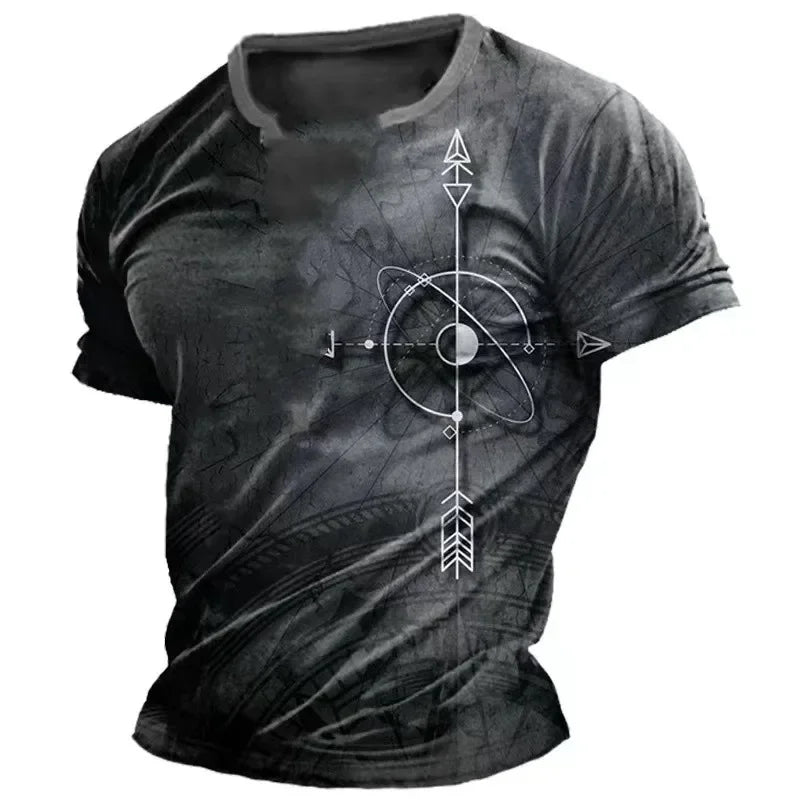 Men's Compass Print Vintage T-Shirt