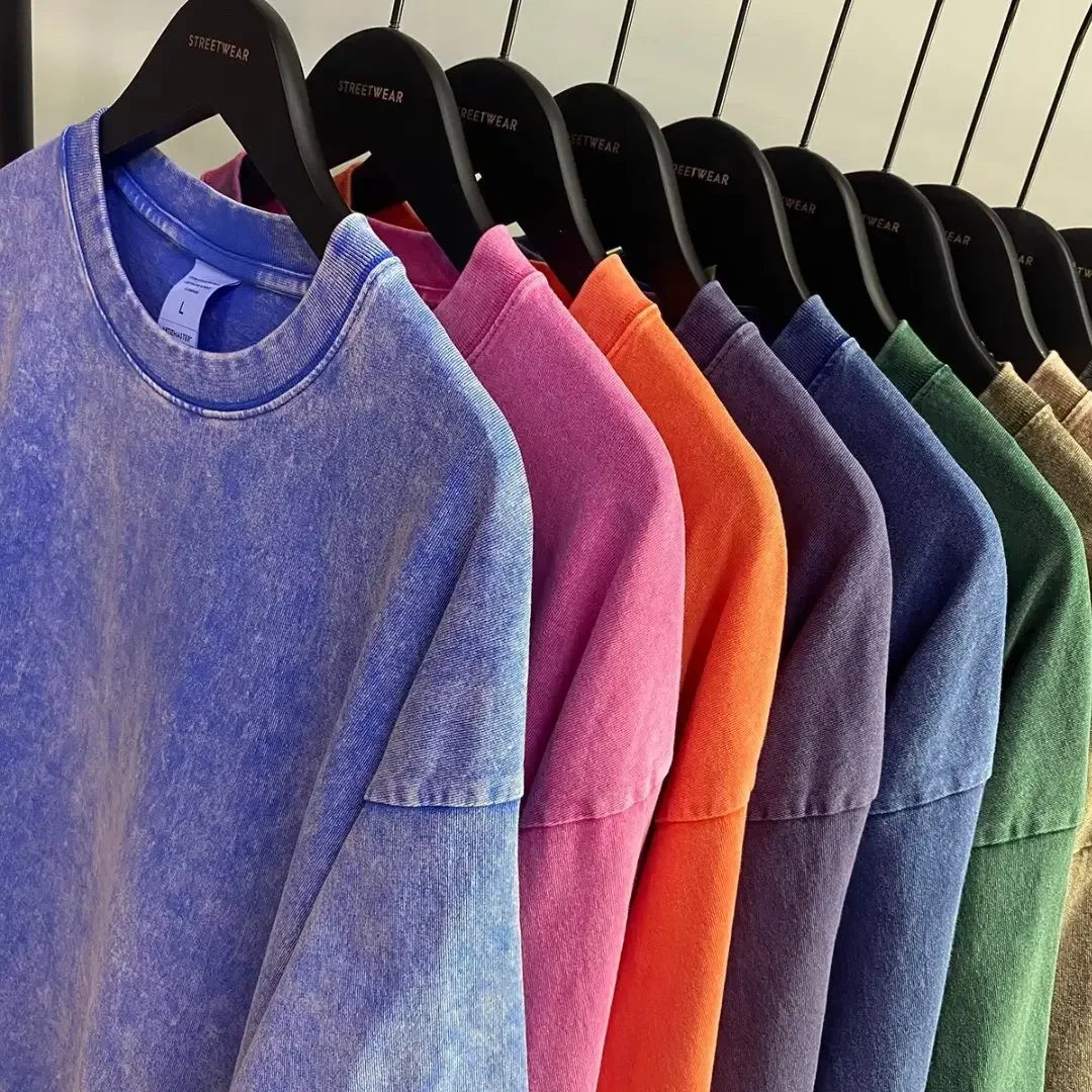 Unisex Retro Washed Oversized Solid T-Shirt