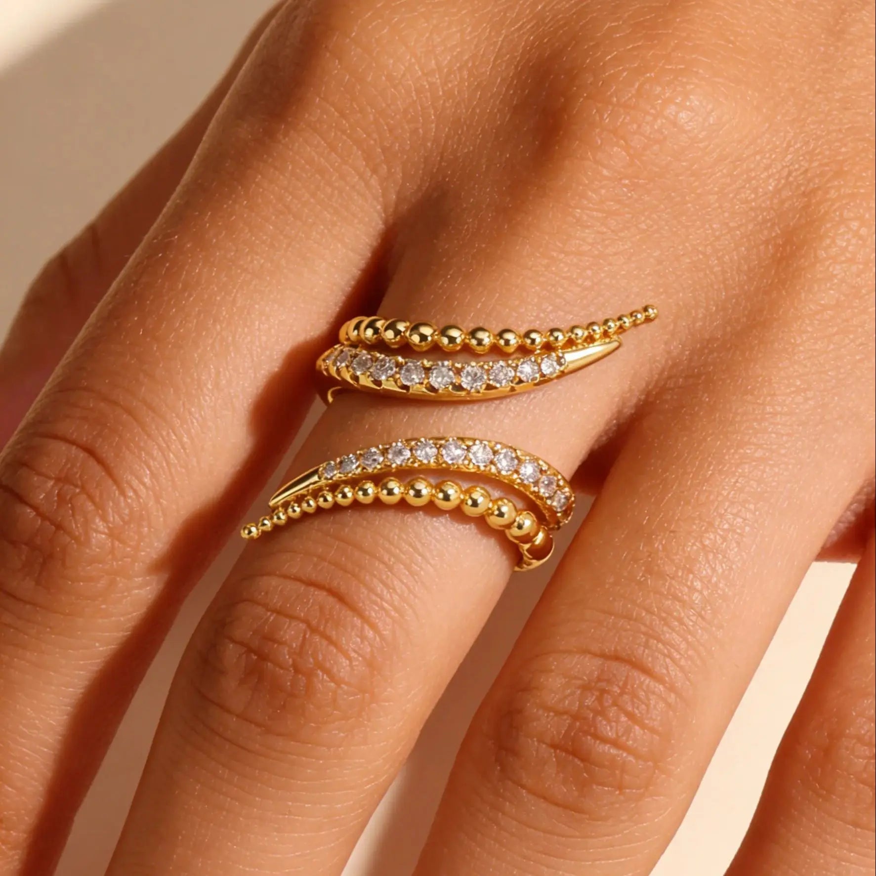 Snake Zirconia Gold Ring