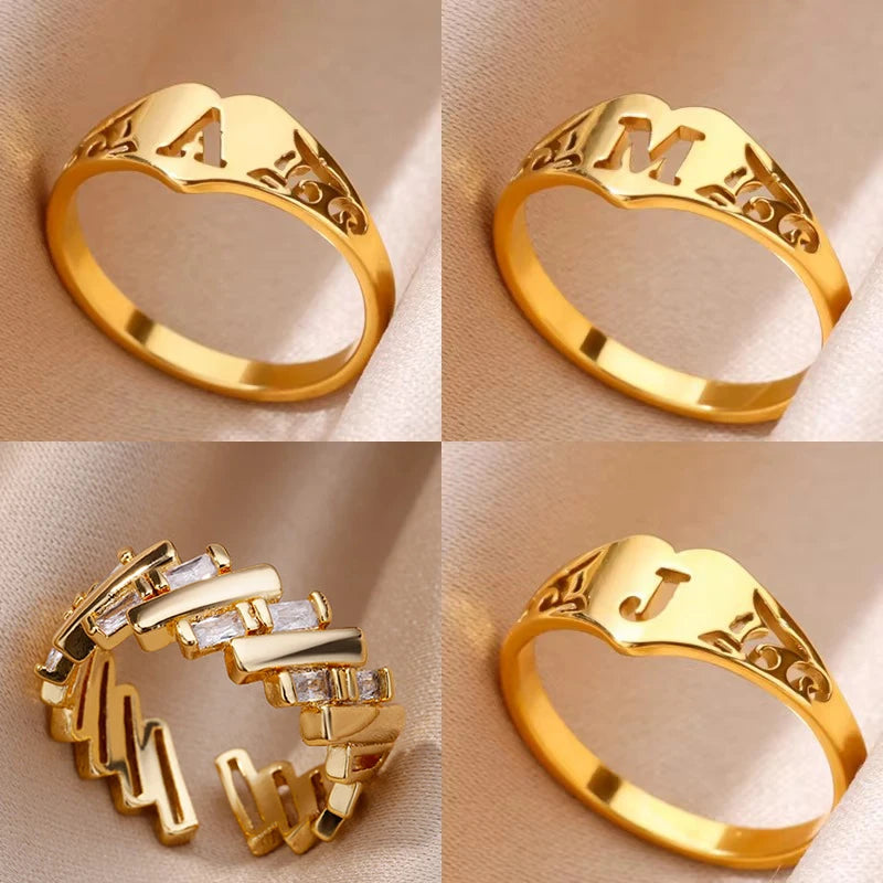 Initial Letter Heart Ring
