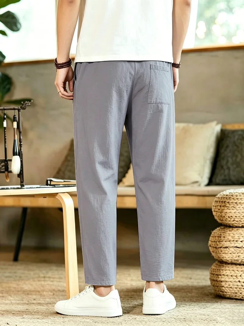 Men's Linen Drawstring Beach Trousers