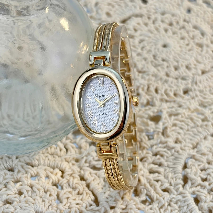 Elegant Tassel-Strapped Oval Watch: A Dainty Vintage Treasure for Women