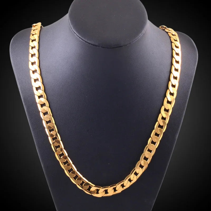 Unisex 18K Gold 925 Silver Sideways Chain Necklace