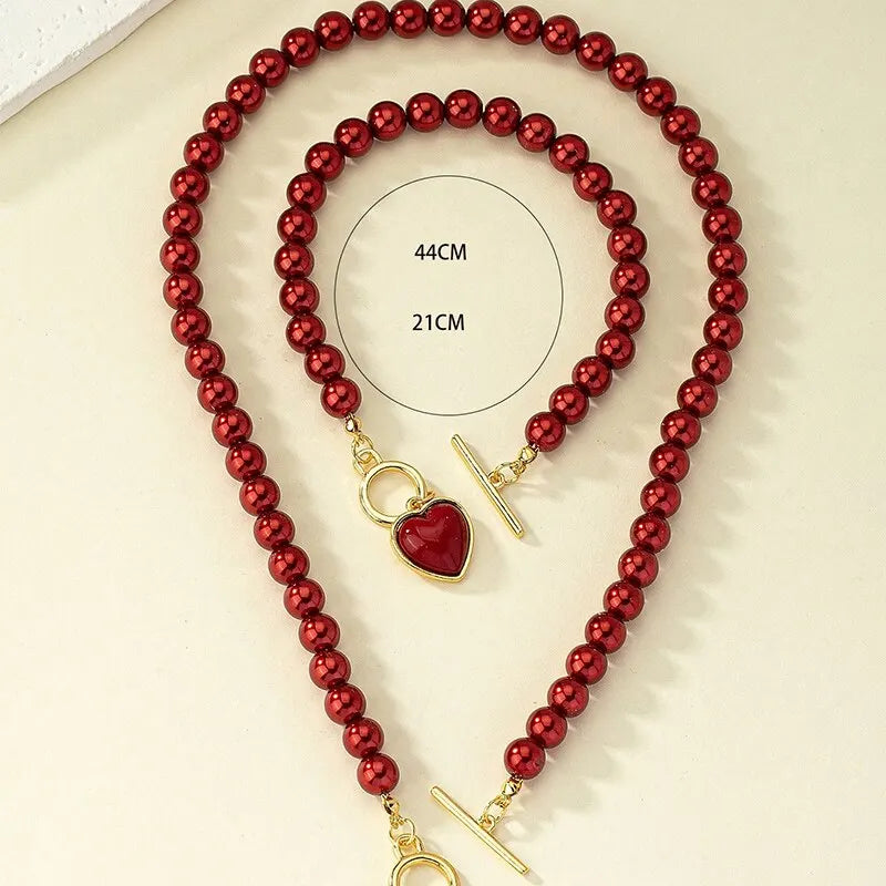 Pearl Necklace & Bracelet Set