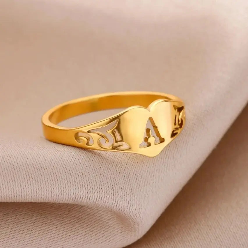 Initial Letter Heart Ring