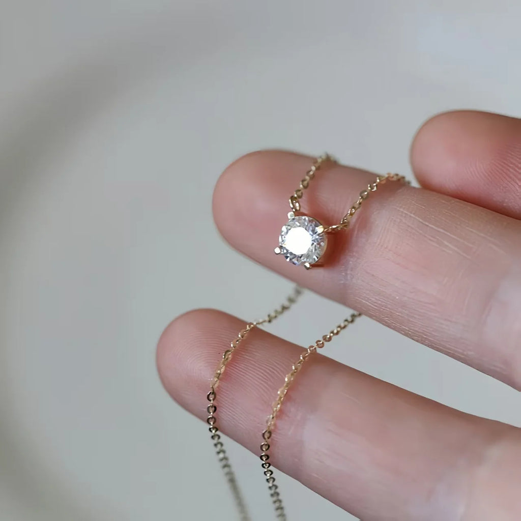 Women's 925 Silver 18K Gold Zircon Clavicle Chain Necklace
