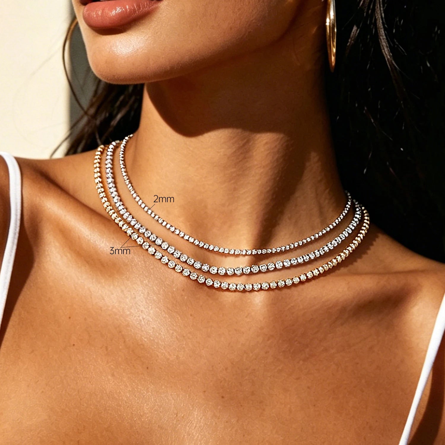 Women's S925 Silver Cubic Zirconia Tennis Chain Necklace