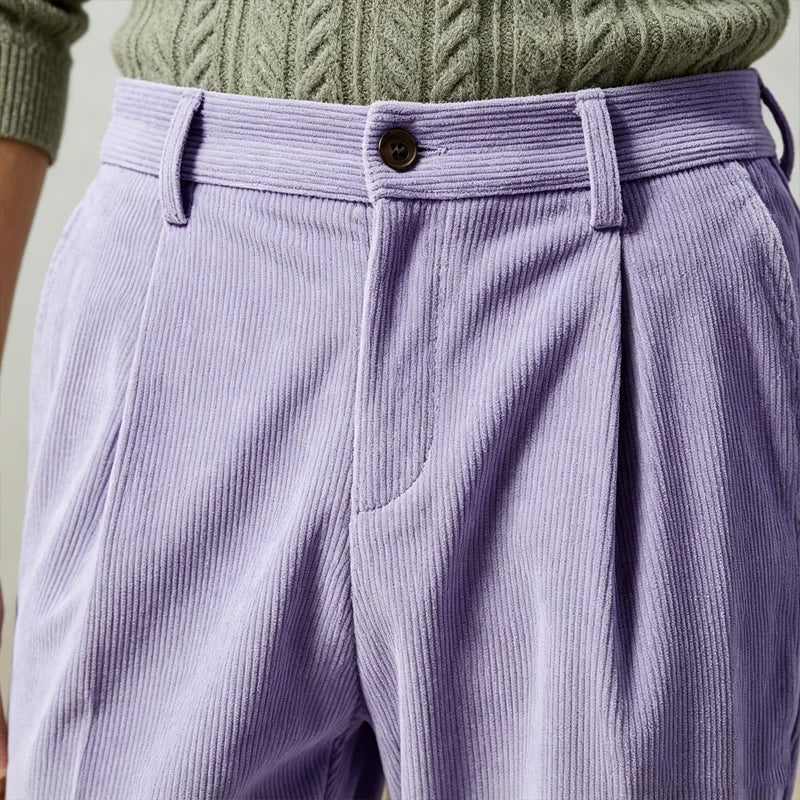 Men's Vintage High Waist Corduroy Trousers
