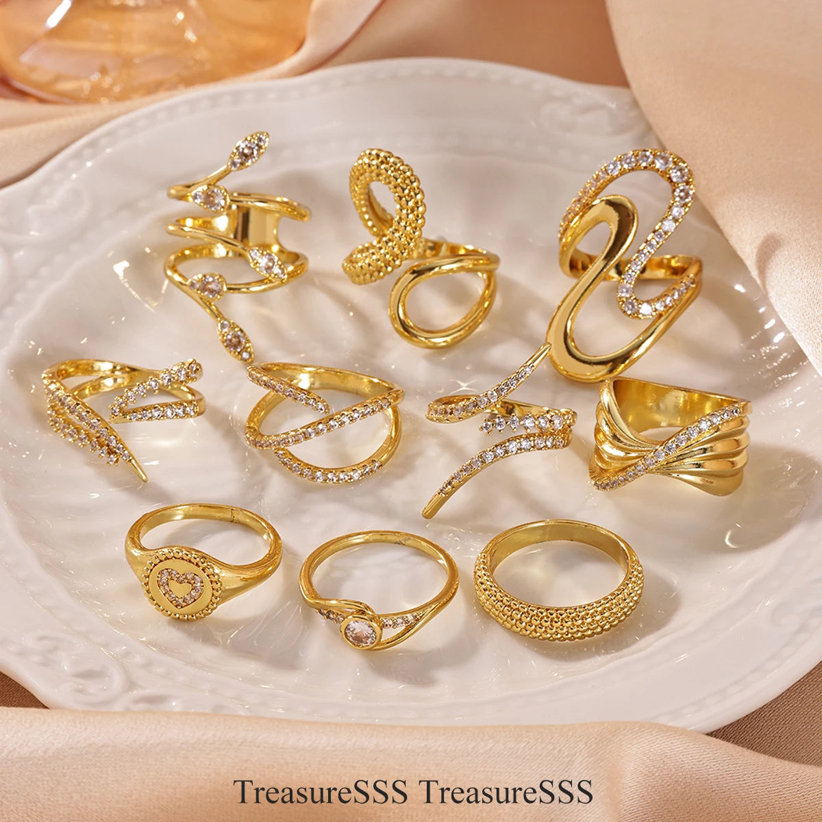 Snake Zirconia Gold Ring