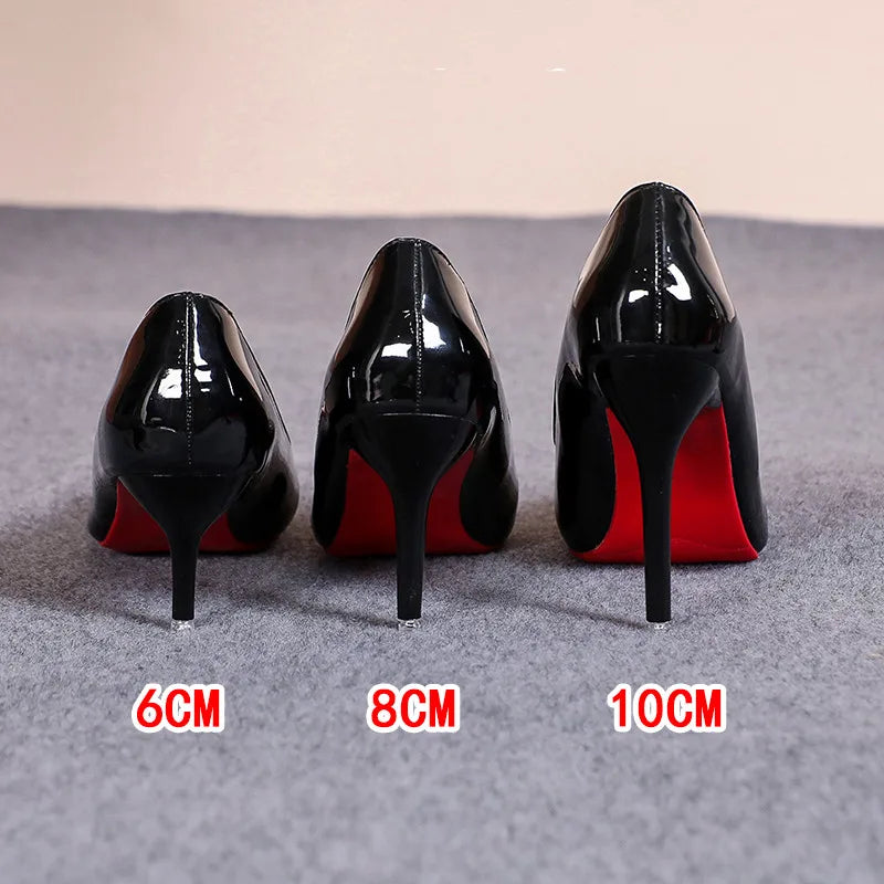 Sexy red and black high heels for parties and work.
