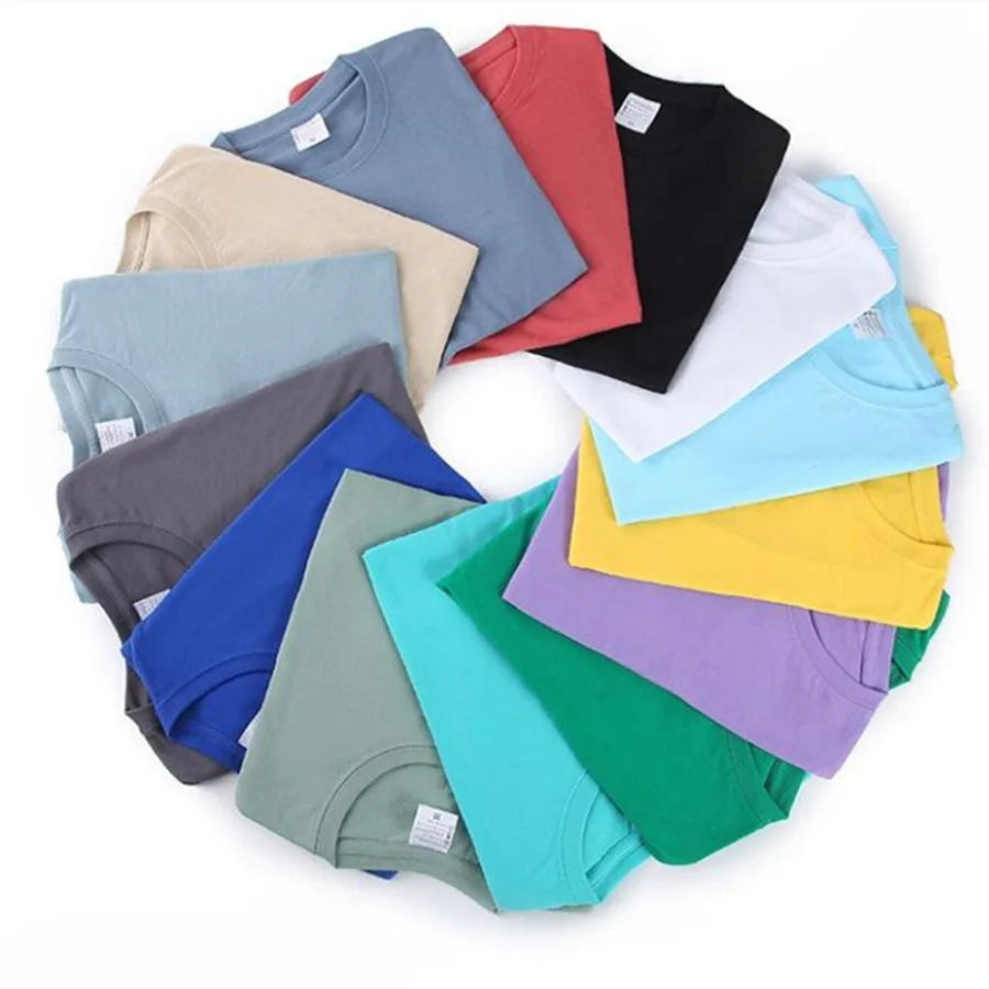 Unisex Solid Cotton O-Neck Short Sleeve T-Shirt