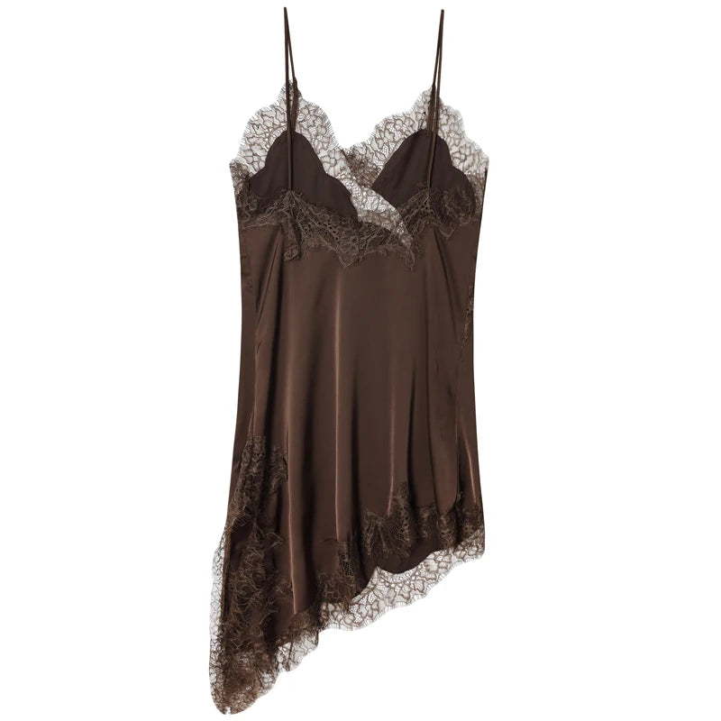 HXAO Womens Dresses Lace Asymmetric Slip Dress Summer 2025.