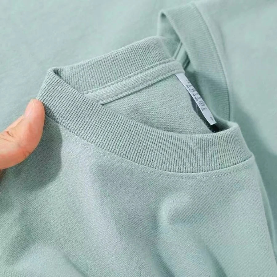 Unisex Solid Cotton O-Neck Short Sleeve T-Shirt