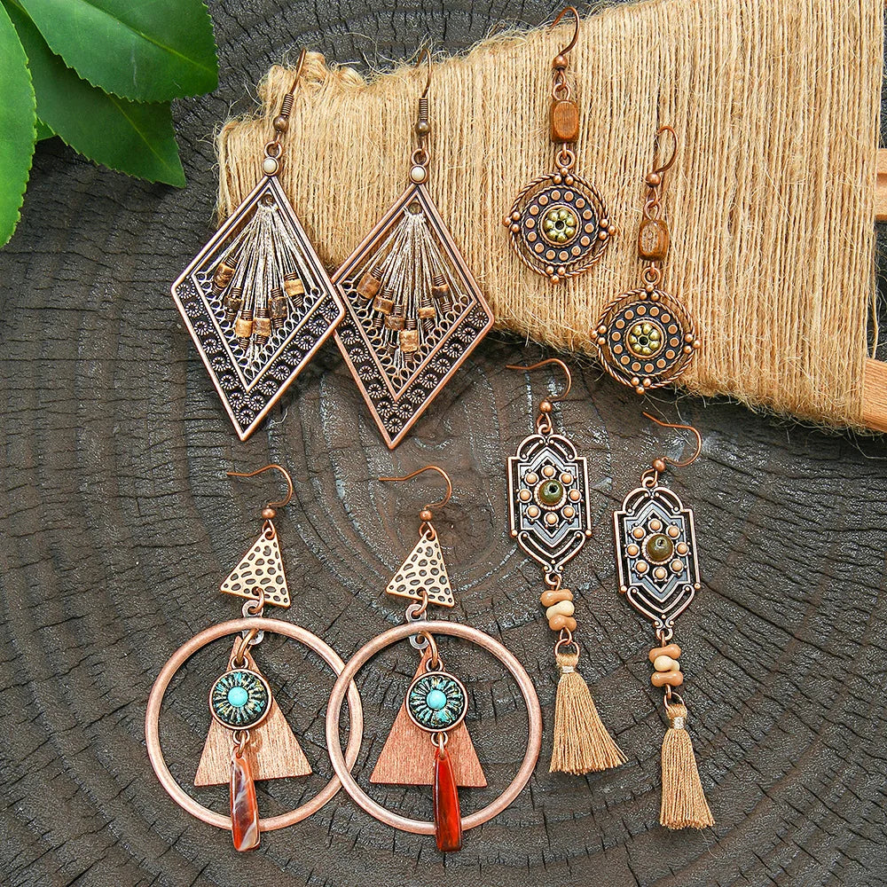 Women's Vintage Bohemian Geometric Dangle Earring Set 22pcs