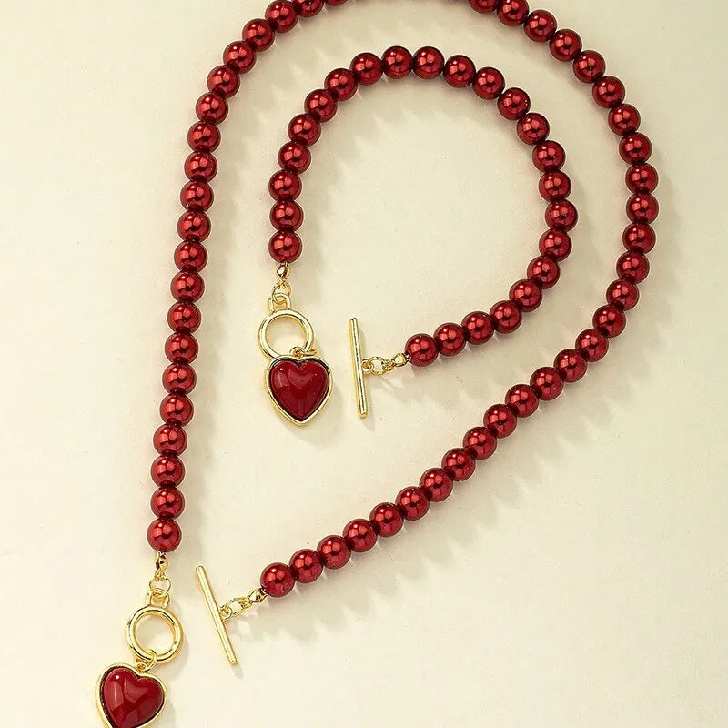 Pearl Necklace & Bracelet Set