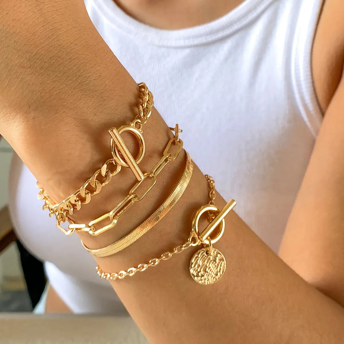 Cuban Link Coin Pendant Bracelet