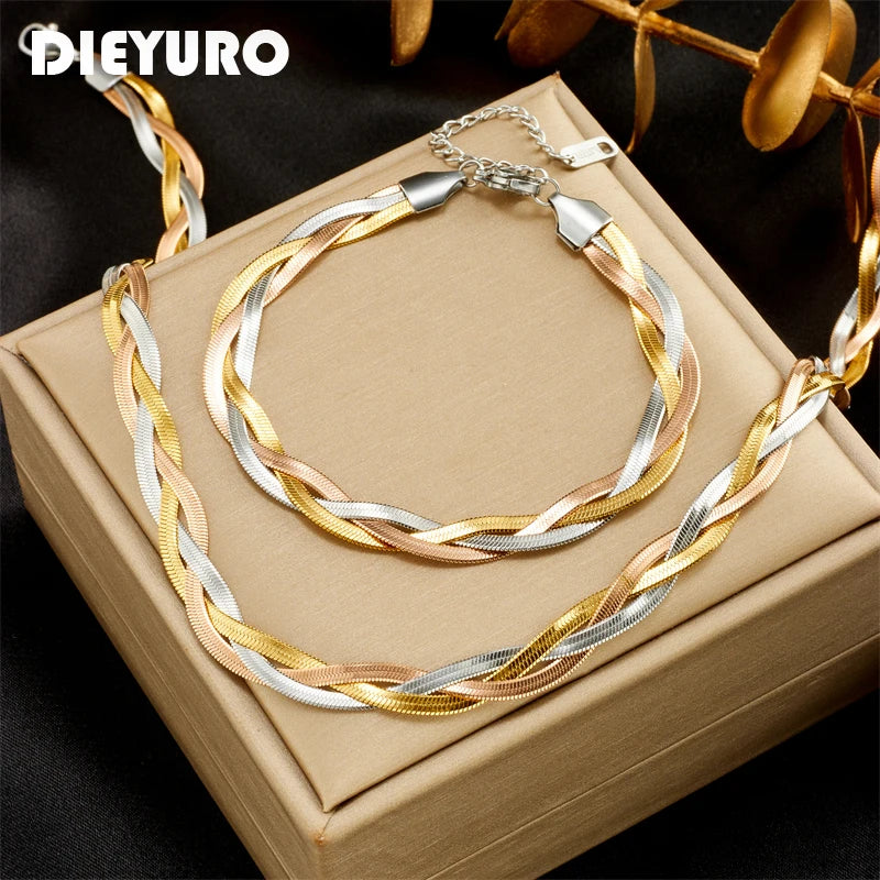 Snake Chain Necklace & Bracelet Set
