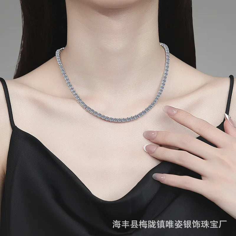 Women's 925 Silver Moissanite Tennis Pendant Necklace