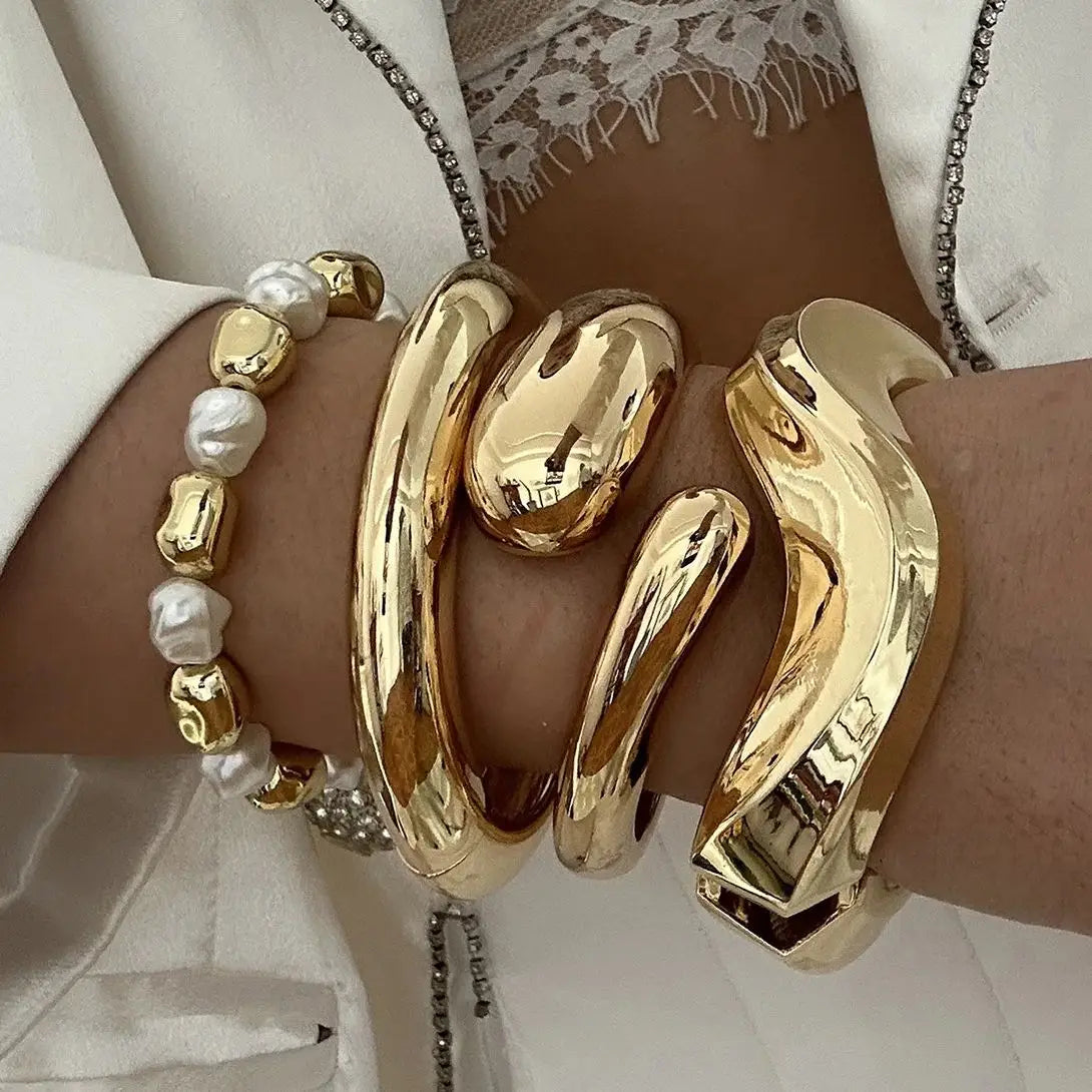 Wave Twist Chunky Cuff Bangle