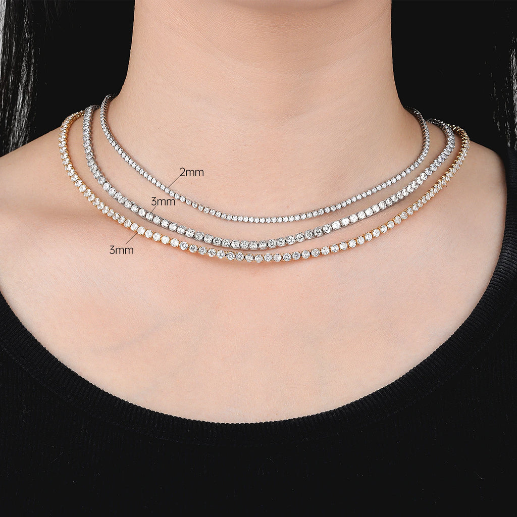 Women's S925 Silver Cubic Zirconia Tennis Chain Necklace