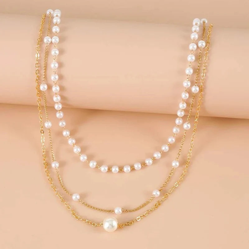 Women's Multilayer Pearl Choker Necklace