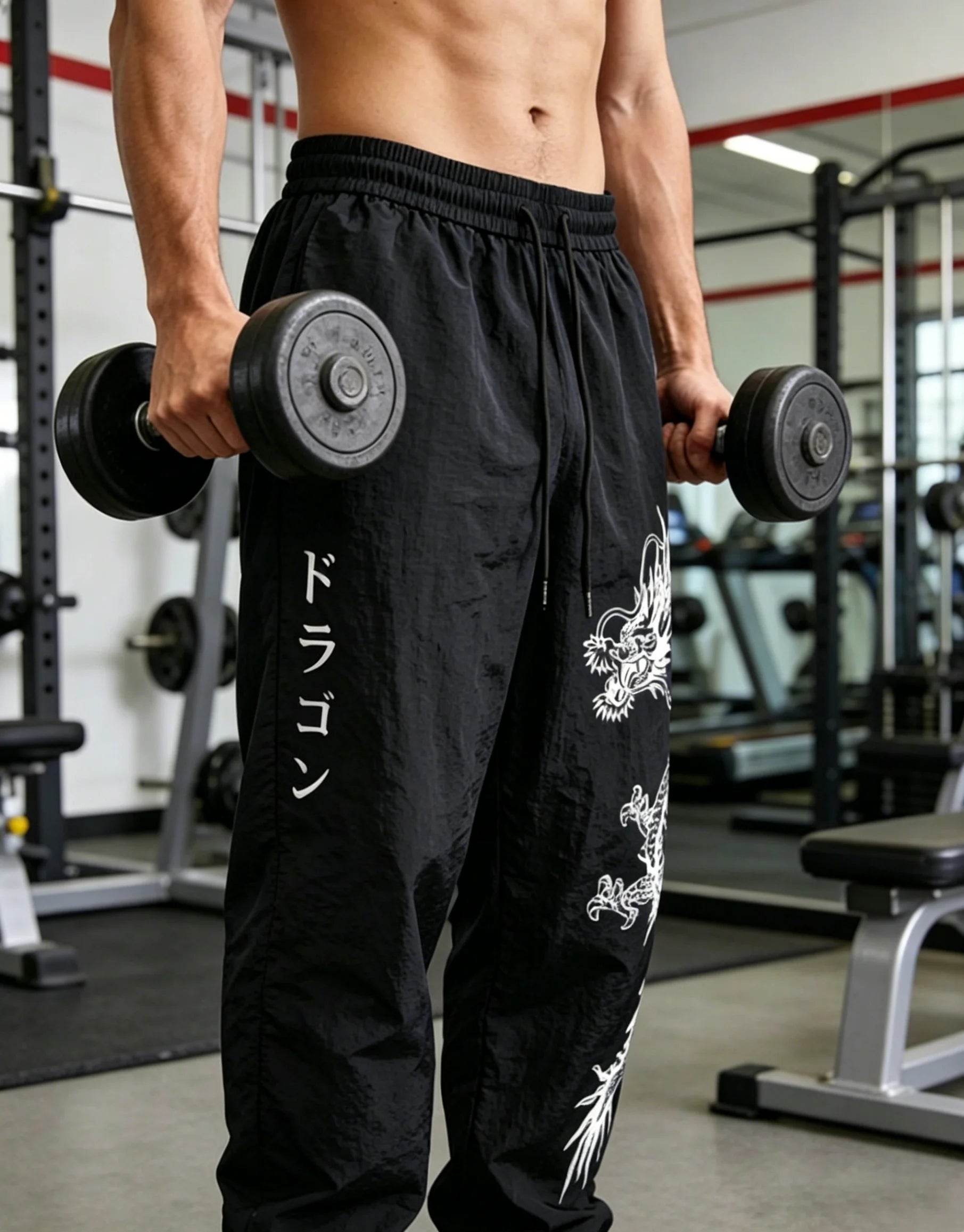 Men's Dragon Print Baggy Jogger Pants