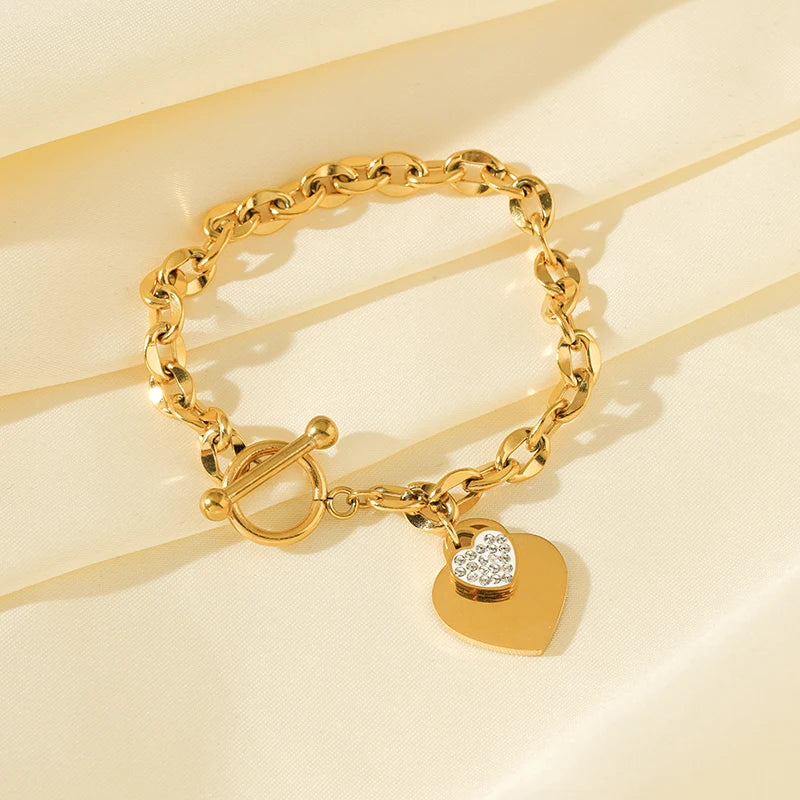 Women's Starfish Moon Star Charm Stainless Steel Bracelet