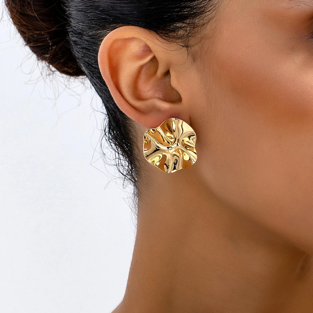 Women's Irregular Round Metal Stud Earrings