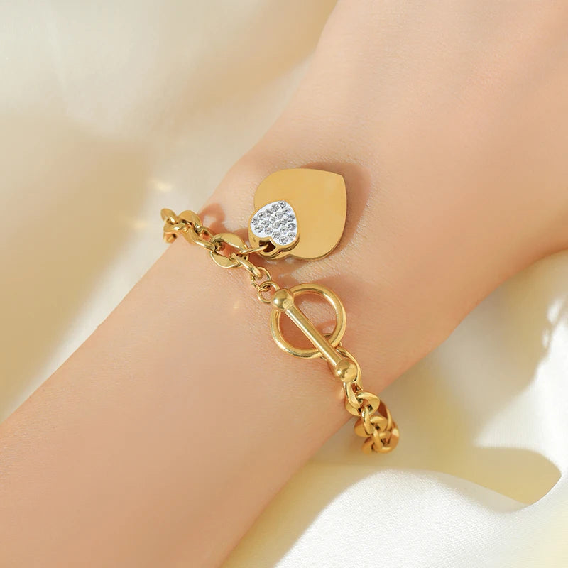 Women's Starfish Moon Star Charm Stainless Steel Bracelet