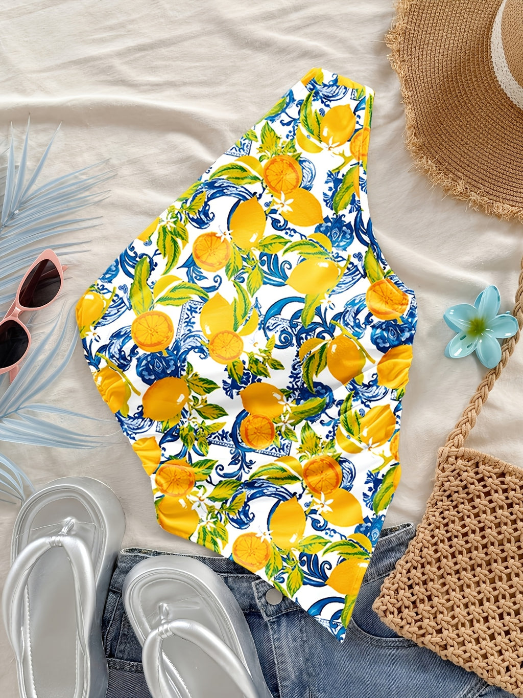 Lemon Print Strapless Mini Top
