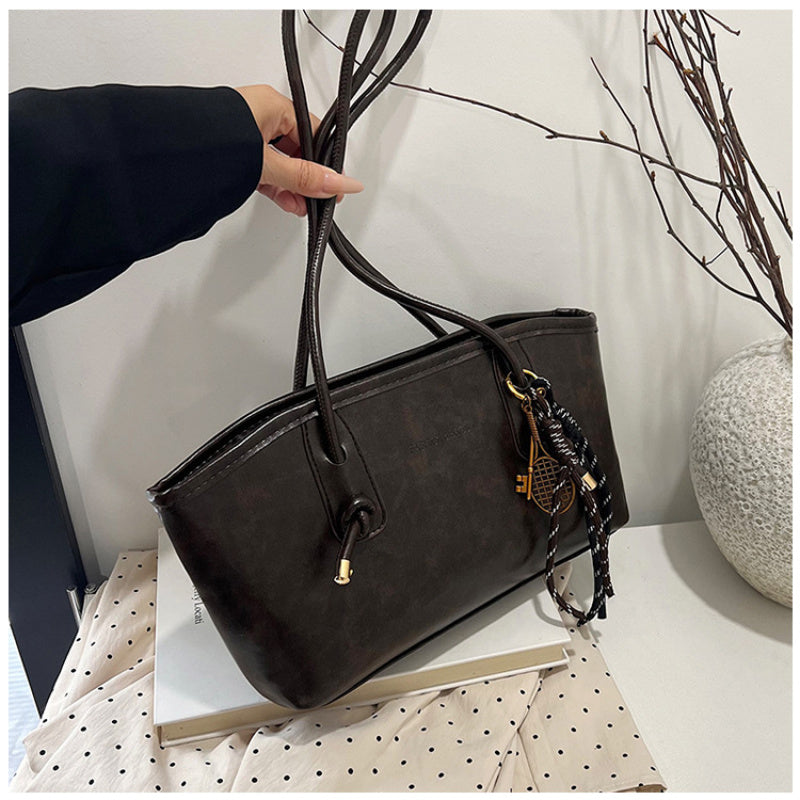 Elegant Vintage Women's Shoulder Bag - Large Capacity Underarm Bag - Casual Versatile Stylish Solid Color Tote Bag - Fashionable Minimalist Commuter Shoulder Bag for Women - An Ideal Choice for a Holiday Gift