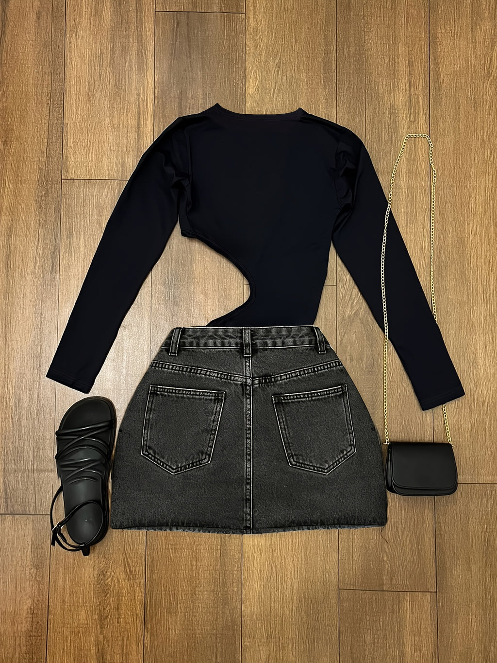 Asymmetrical Low-Back Long Sleeve Top