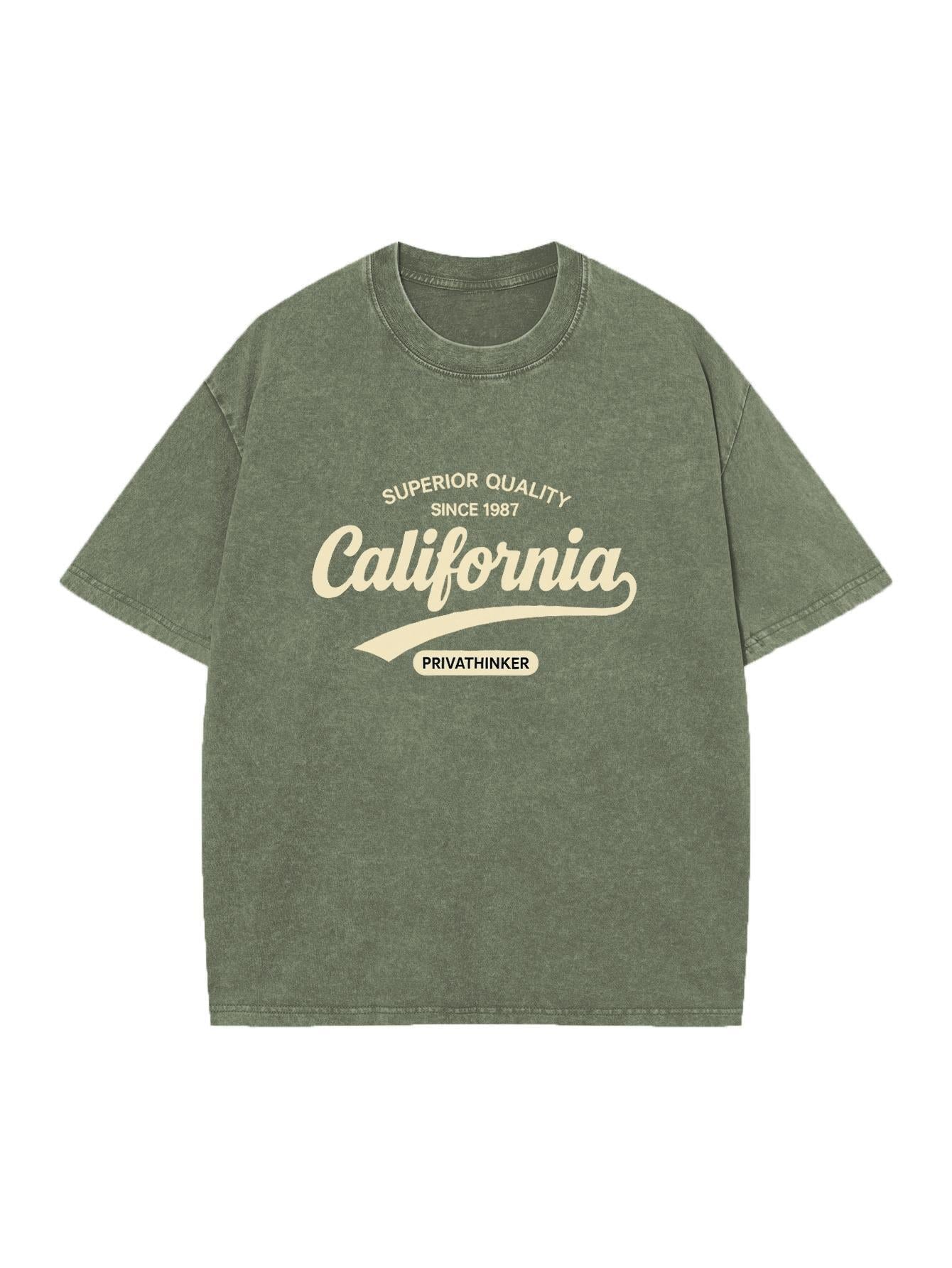 High Quality 100% Cotton T-Shirt, 230 GSM Heavy Cotton, Vintage California Print, Distressed Style, Unisex Loose Fit,  Short Sleeve Tee, Comfortable Casual Wear