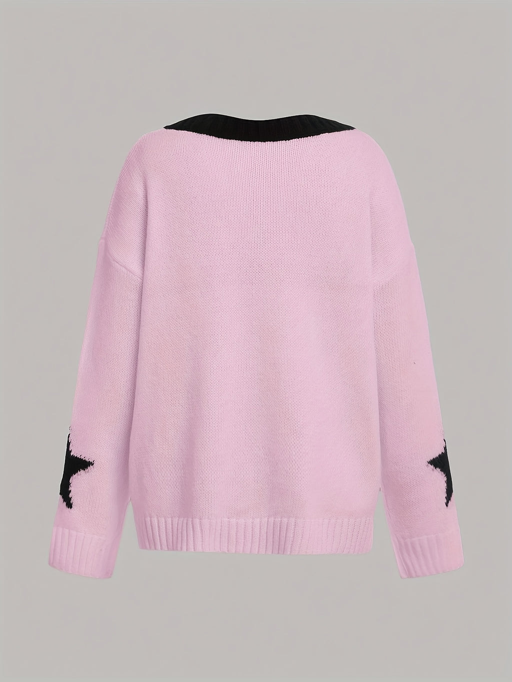 Women's Star Print V-Neck Retro American Loose Pullover