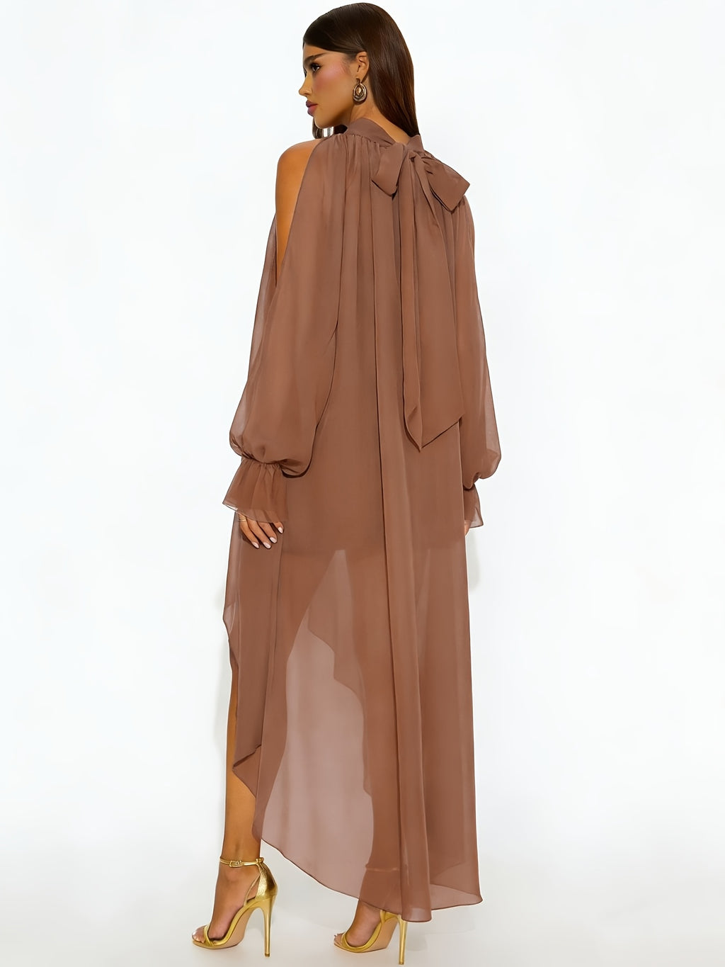 Women's Halter Off-Shoulder Flared Sleeve Irregular Dress