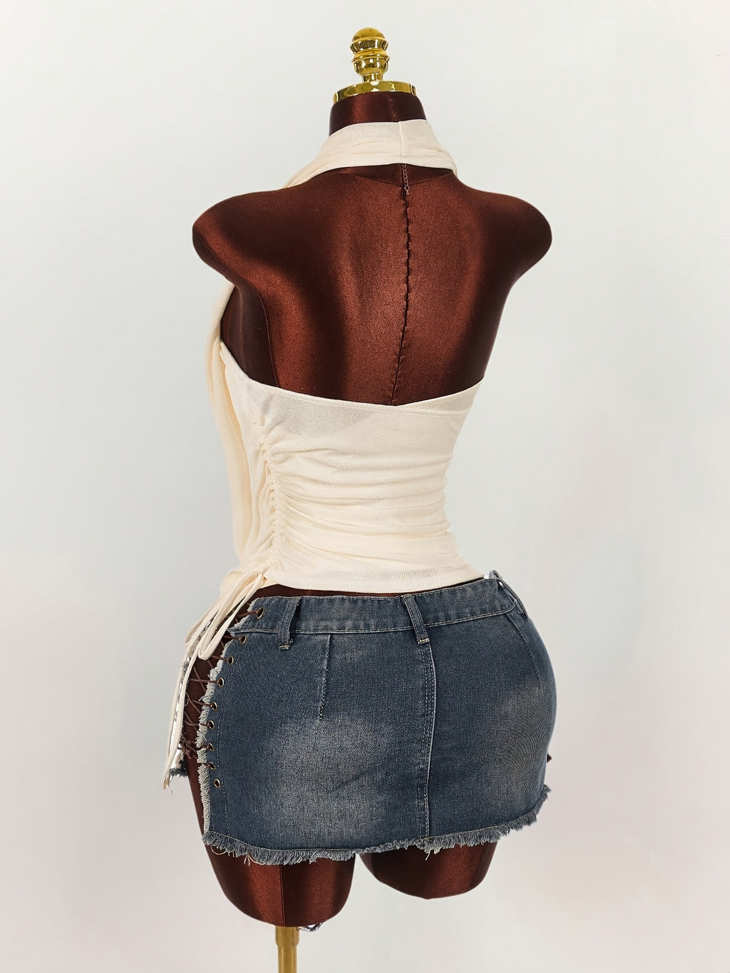 Y2K Pleated Collar Scarf Top
