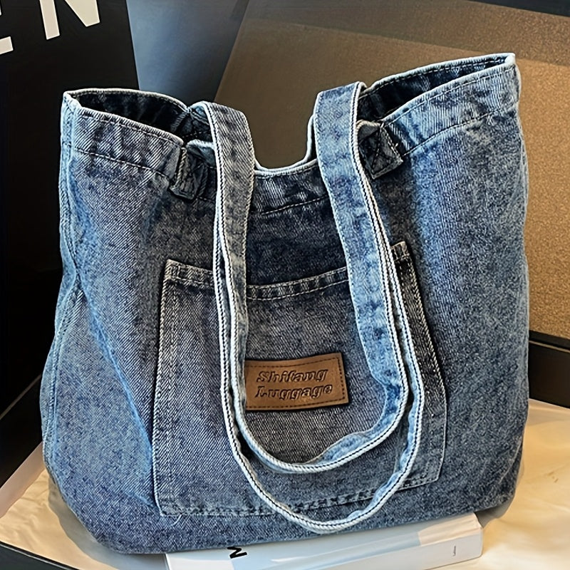 Women's Retro Large Capacity Multi-Pocket Square Tote Bag