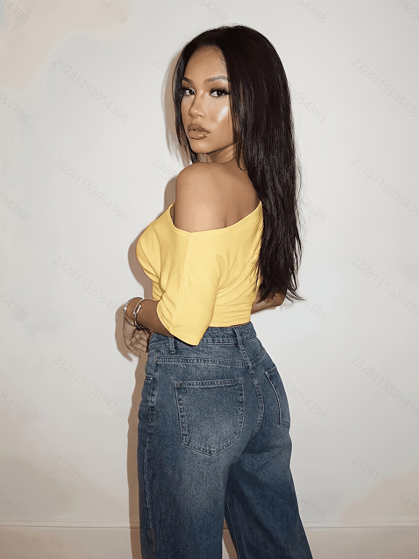 Cat Ear Elegant Directional Ladies Summer Off-The-Shoulder Solid Color Short-Sleeved T-Shirt, Casual Elegant Comfortable
