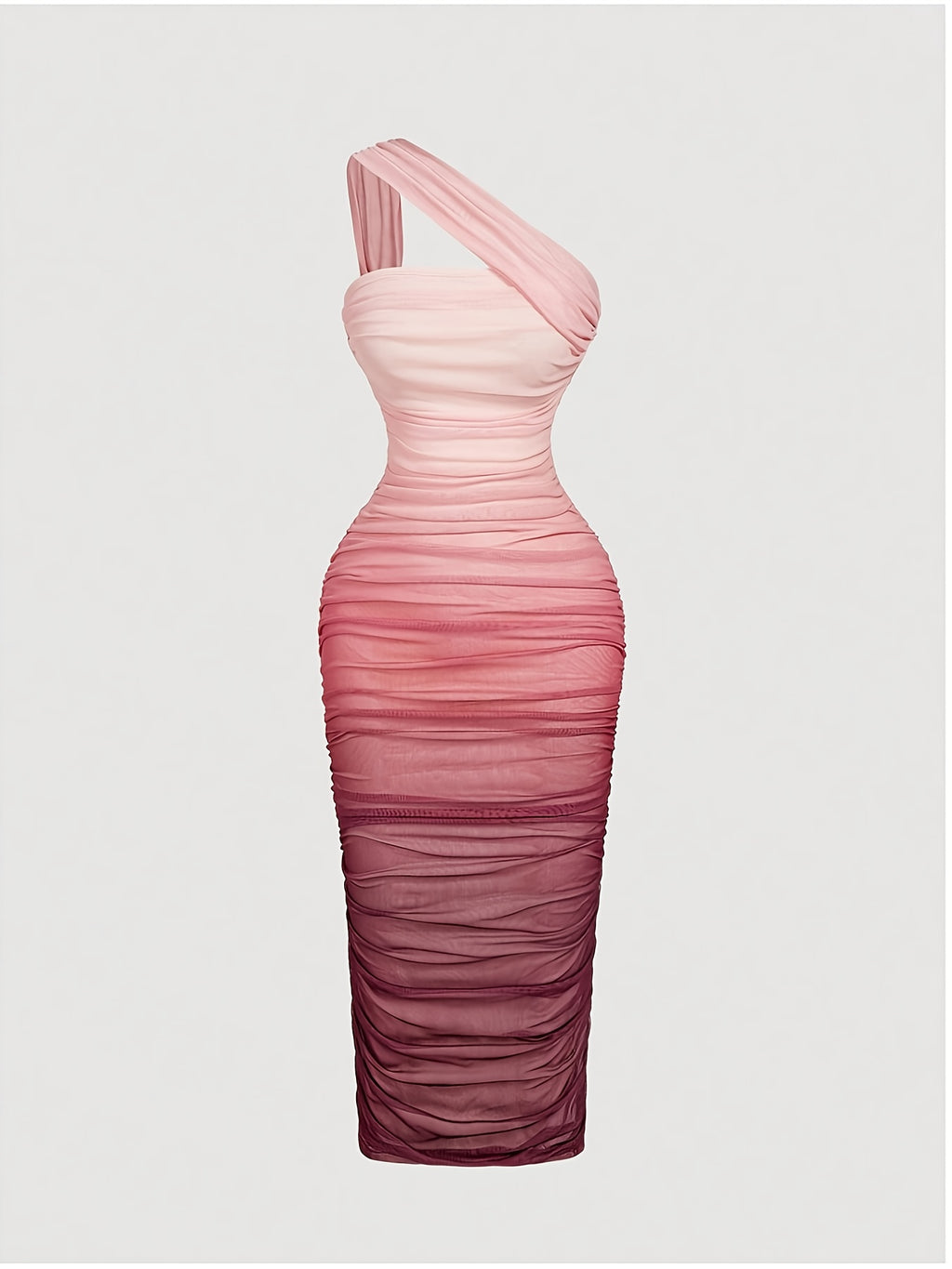 Exquisite Fashionable Women'S Elegant Date Party Attire Wedding Guest Graduation Birthday Evening Gown Gradient Color Mesh Paneled Asymmetrical Tailored Waist-Cinched Bodycon Sleeveless Dress Bridesmaid Dress Women'S