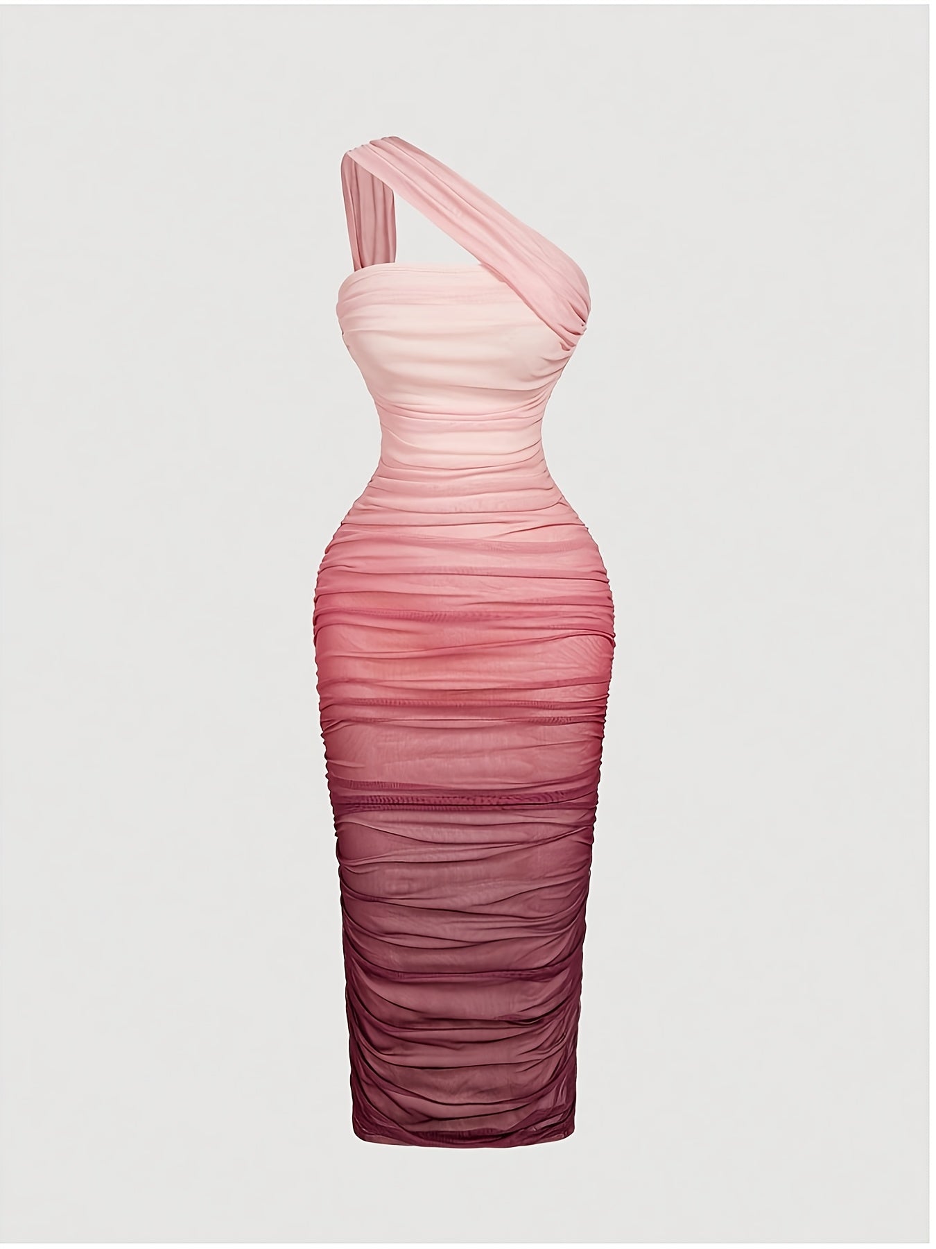 Exquisite Fashionable Women'S Elegant Date Party Attire Wedding Guest Graduation Birthday Evening Gown Gradient Color Mesh Paneled Asymmetrical Tailored Waist-Cinched Bodycon Sleeveless Dress Bridesmaid Dress Women'S